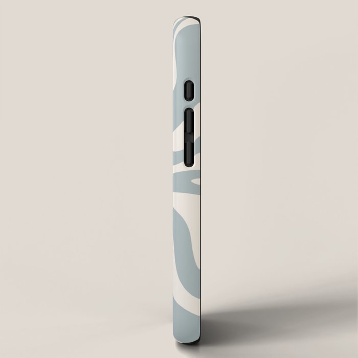 Liquid Swirl Retro Abstract Pattern in Light Blue-Gray and Cream iPhone Case Gallery Image 2