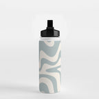 Liquid Swirl Retro Abstract Pattern in Light Blue-Gray and Cream Water Bottle Gallery Image 2