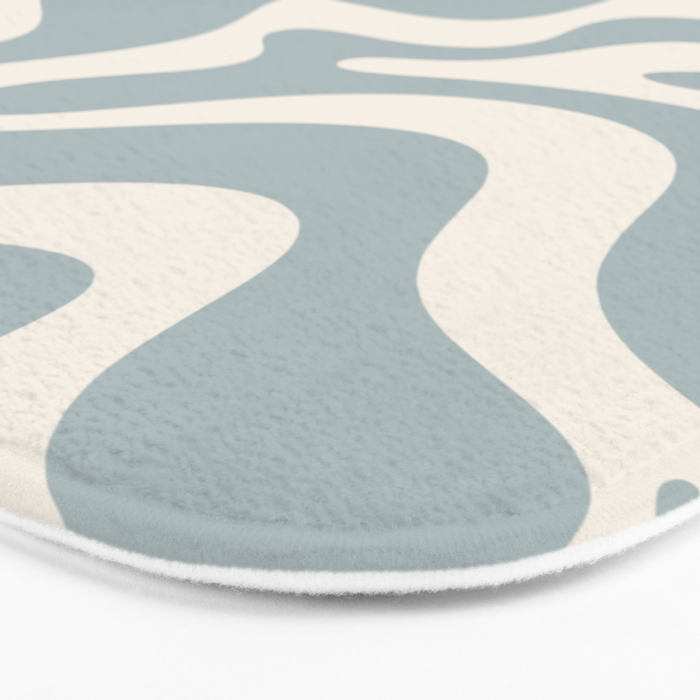Liquid Swirl Retro Abstract Pattern in Light Blue-Gray and Cream Bath Mat Gallery Image 3