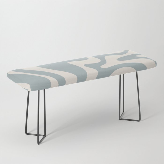 Liquid Swirl Retro Abstract Pattern in Light Blue-Gray and Cream Bench Gallery Image 1