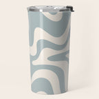 Liquid Swirl Retro Abstract Pattern in Light Blue-Gray and Cream Travel Mug Gallery Image 2