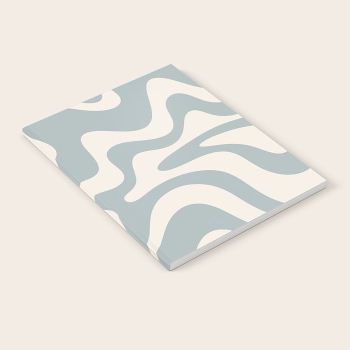 Liquid Swirl Retro Abstract Pattern in Light Blue-Gray and Cream Notebook Gallery Image 1