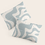 Liquid Swirl Retro Abstract Pattern in Light Blue-Gray and Cream Pillow Sham Gallery Image 3