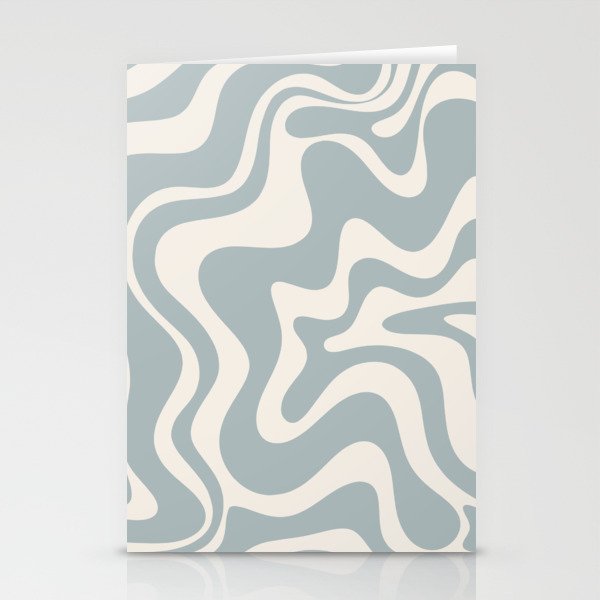 Liquid Swirl Retro Abstract Pattern in Light Blue-Gray and Cream Stationery Card Gallery Image 2