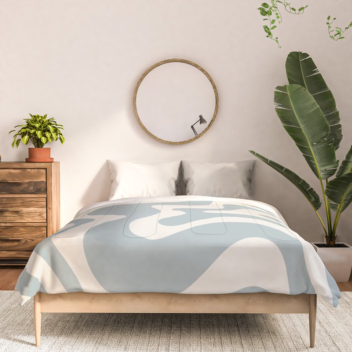 Liquid Swirl Retro Abstract Pattern in Light Blue-Gray and Cream Comforter Gallery Image 3