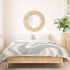 Liquid Swirl Retro Abstract Pattern in Light Blue-Gray and Cream Duvet Cover Gallery Image 3