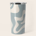 Liquid Swirl Retro Abstract Pattern in Light Blue-Gray and Cream Travel Mug Gallery Image 1