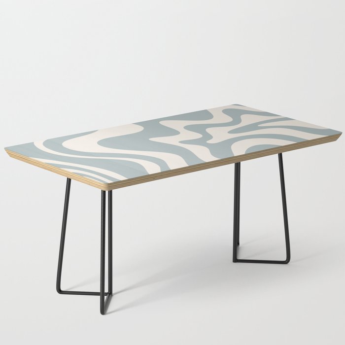 Liquid Swirl Retro Abstract Pattern in Light Blue-Gray and Cream Coffee Table Gallery Image 1