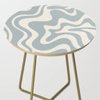 Liquid Swirl Retro Abstract Pattern in Light Blue-Gray and Cream Side Table Gallery Image 2
