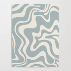 Liquid Swirl Retro Abstract Pattern in Light Blue-Gray and Cream Poster Gallery Image 4