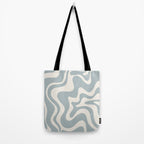 Liquid Swirl Retro Abstract Pattern in Light Blue-Gray and Cream Tote Bag Gallery Image 2