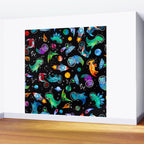Dinosaur Astronauts In Space Watercolor Pattern Wall Mural Gallery Image 2