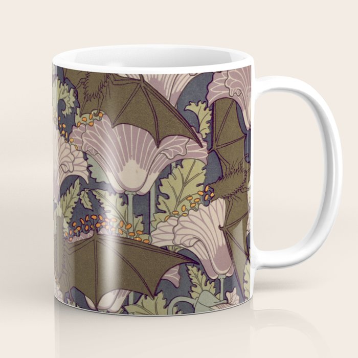 Vintage Art Deco Bat and Flowers Coffee Mug Gallery Image 1