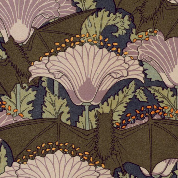 Vintage Art Deco Bat and Flowers Coffee Mug Gallery Image 2