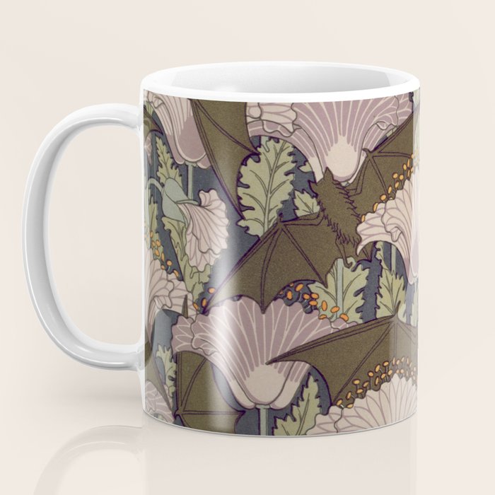 Vintage Art Deco Bat and Flowers Coffee Mug Gallery Image 3