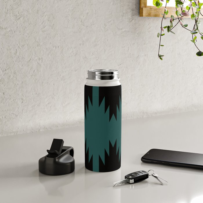 Geometric Southwestern Minimalism - Teal Green Water Bottle Gallery Image 4
