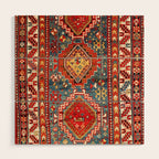 Kazak Southwest Caucasus Rug Print Wood Wall Art Gallery Image 1