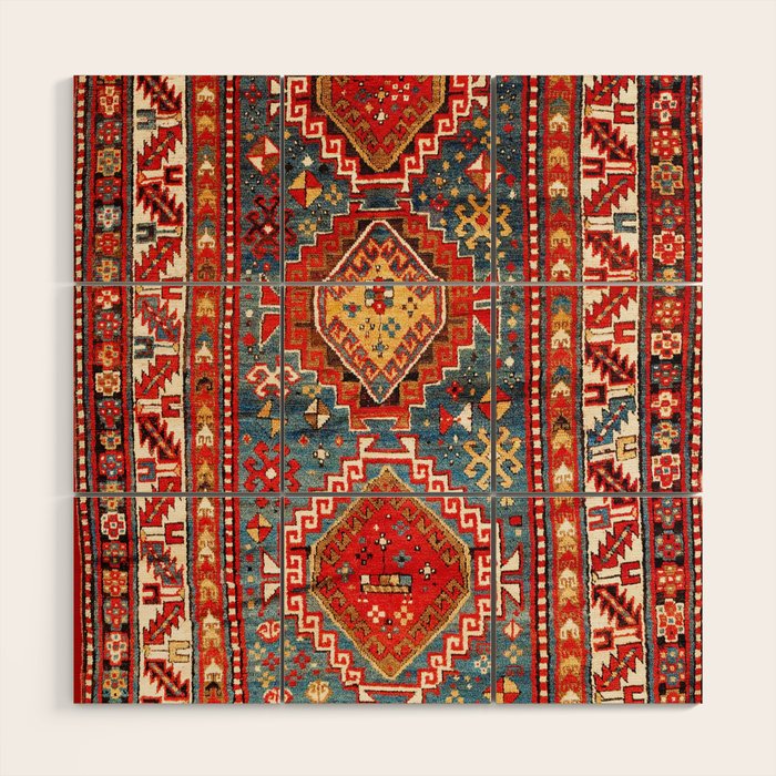 Kazak Southwest Caucasus Rug Print Wood Wall Art Gallery Image 1