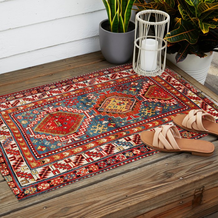 Kazak Southwest Caucasus Rug Print Outdoor Rug Gallery Image 2