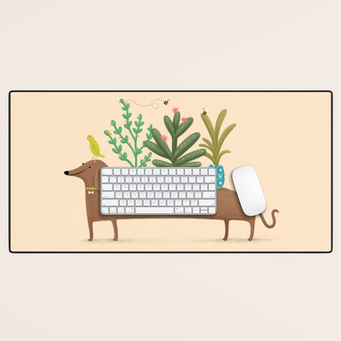 Dachshund & Parrot Desk Mat Gallery Image 1