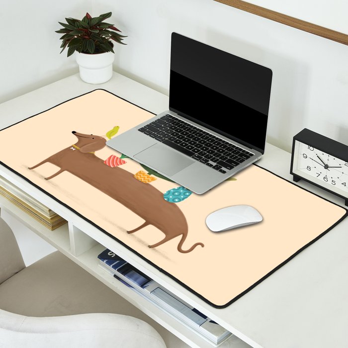 Dachshund & Parrot Desk Mat Gallery Image 2