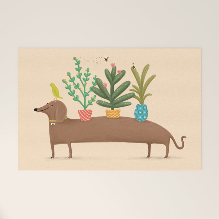 Dachshund & Parrot Welcome Mat Gallery Image 1