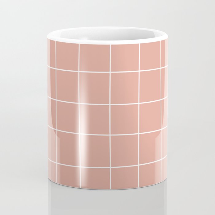 Hand Drawn Grid Pattern Peach Pink Coffee Mug Gallery Image 4