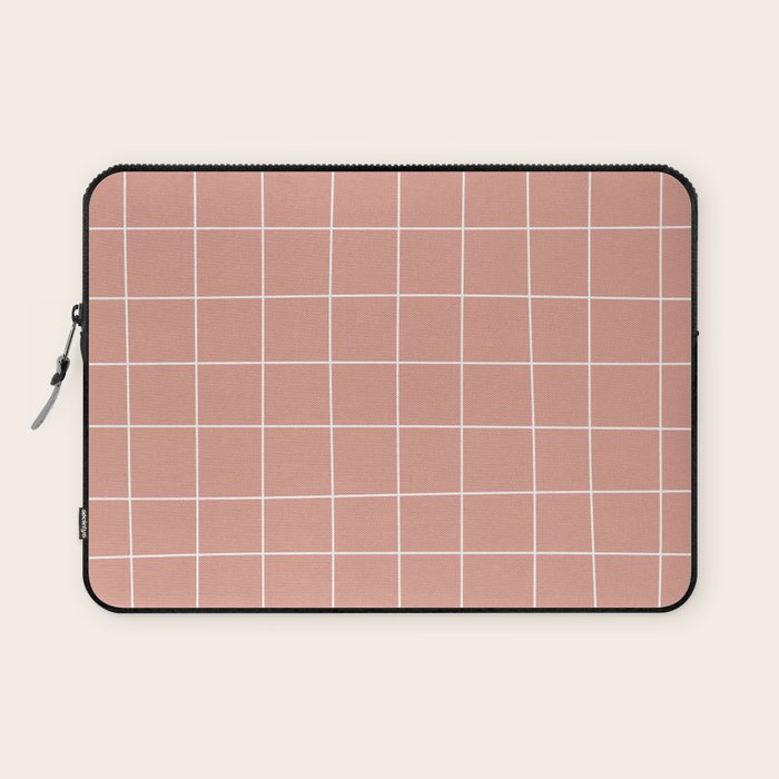 Hand Drawn Grid Pattern Peach Pink Laptop Sleeve Gallery Image 1