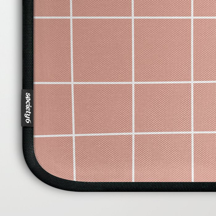 Hand Drawn Grid Pattern Peach Pink Laptop Sleeve Gallery Image 3