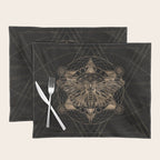 Regal moth in Sacred Geometry - Black and Gold Placemat Gallery Image 1
