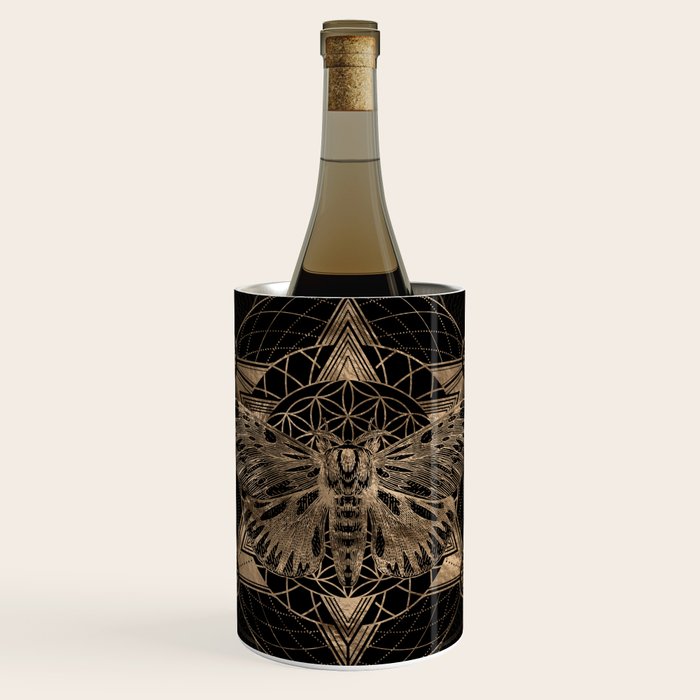 Regal moth in Sacred Geometry - Black and Gold Wine Chiller Gallery Image 1