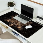 Regal moth in Sacred Geometry - Black and Gold Desk Mat Gallery Image 2