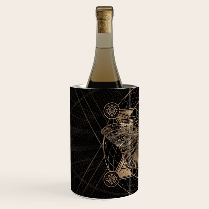 Regal moth in Sacred Geometry - Black and Gold Wine Chiller Gallery Image 2