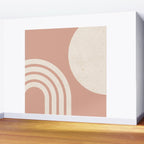 Mid Century Modern Dust Pink Sun and Rainbow Wall Mural Gallery Image 2