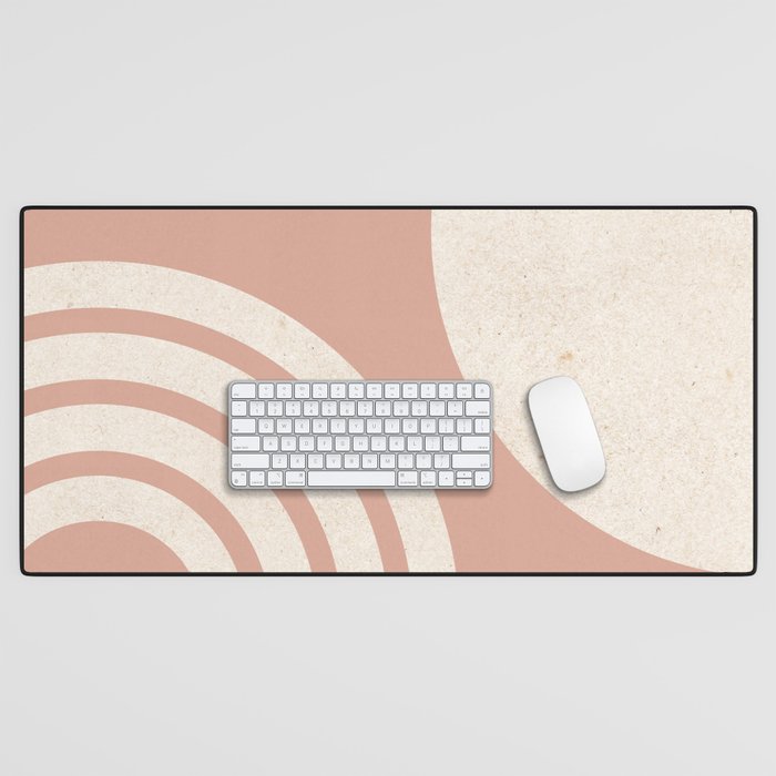 Mid Century Modern Dust Pink Sun and Rainbow Desk Mat Gallery Image 1