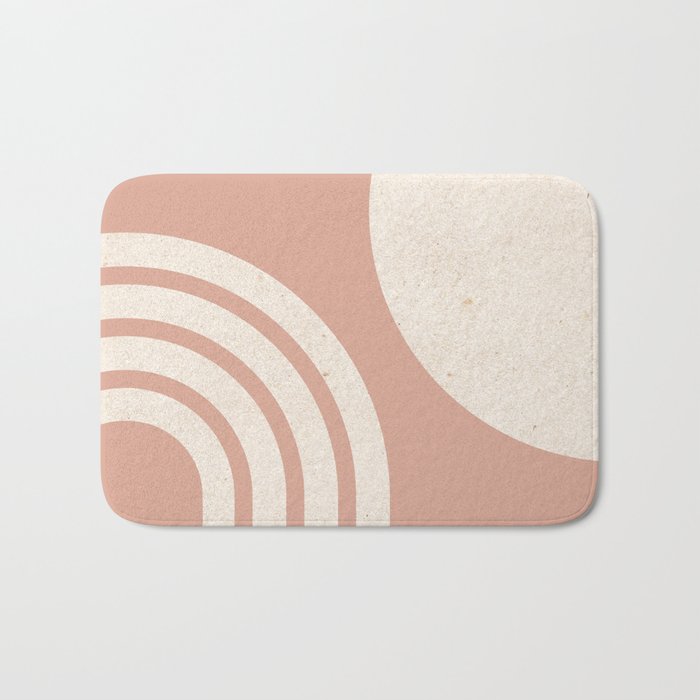 Mid Century Modern Dust Pink Sun and Rainbow Bath Mat Gallery Image 1