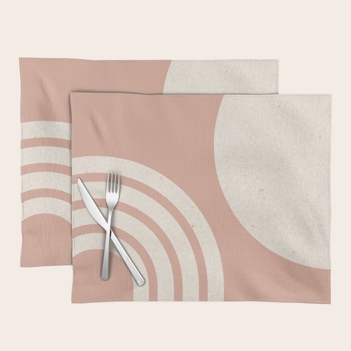 Mid Century Modern Dust Pink Sun and Rainbow Placemat Gallery Image 1