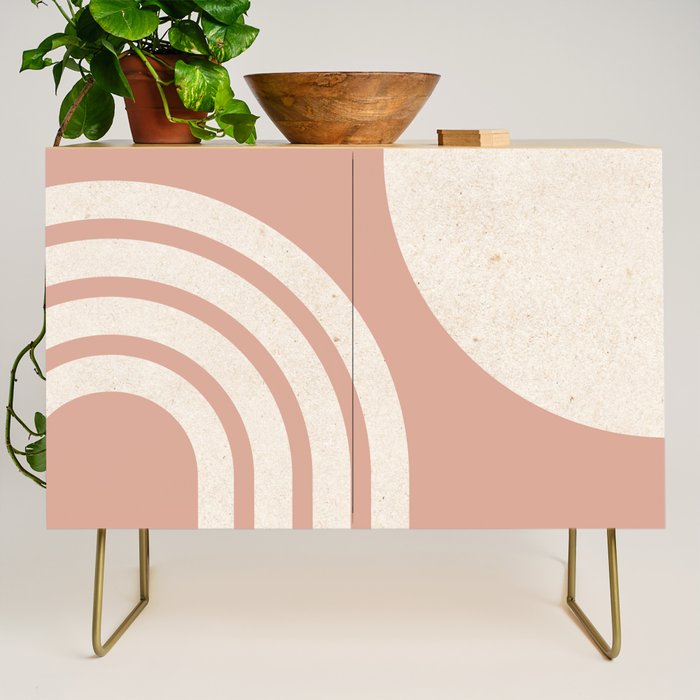 Mid Century Modern Dust Pink Sun and Rainbow Credenza Gallery Image 1