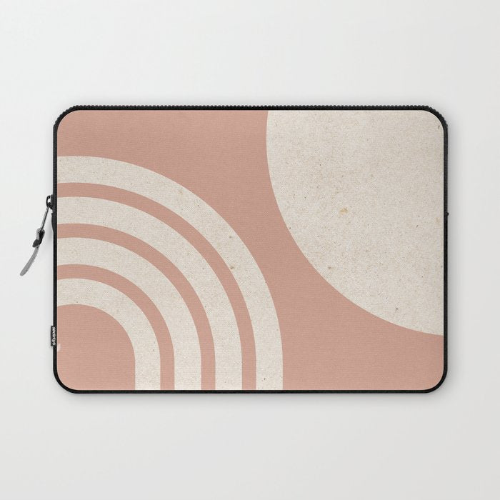 Mid Century Modern Dust Pink Sun and Rainbow Laptop Sleeve Gallery Image 1