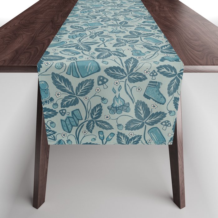 Summer Camping - blue Table Runner Gallery Image 1
