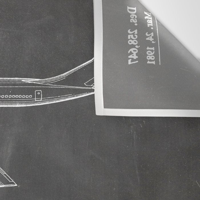 Boeing 777 Airliner Patent - 777 Airplane Art - Black Chalkboard Wall Tapestry Gallery Image 3