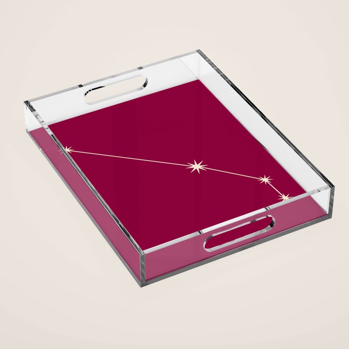 Aries Zodiac Star Constellation Line Art Magenta Pink Acrylic Tray Gallery Image 1