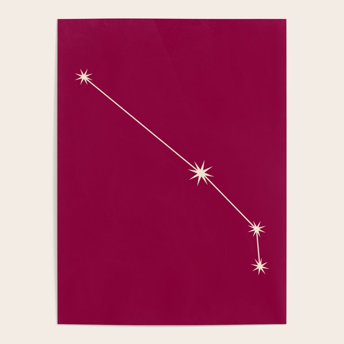 Aries Zodiac Star Constellation Line Art Magenta Pink Poster Gallery Image 1