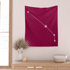 Aries Zodiac Star Constellation Line Art Magenta Pink Wall Tapestry Gallery Image 2