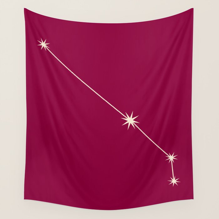 Aries Zodiac Star Constellation Line Art Magenta Pink Wall Tapestry Gallery Image 4