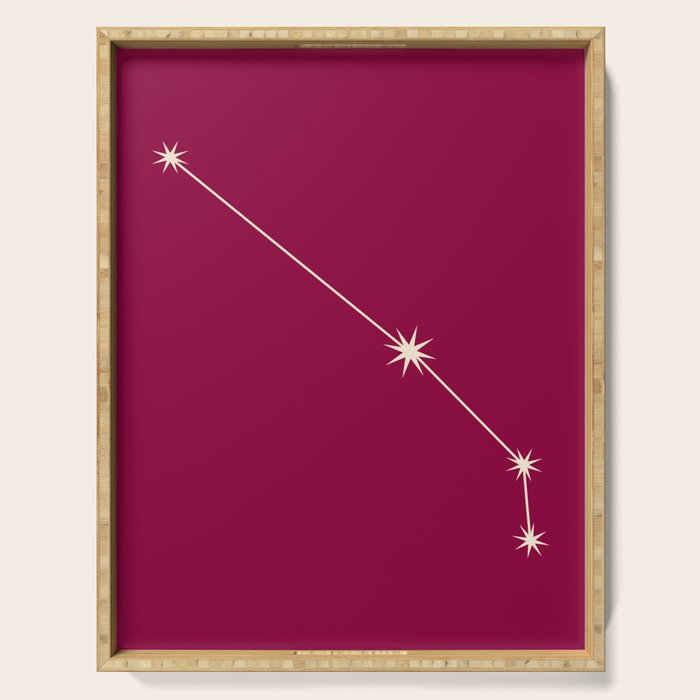 Aries Zodiac Star Constellation Line Art Magenta Pink Serving Tray Gallery Image 1