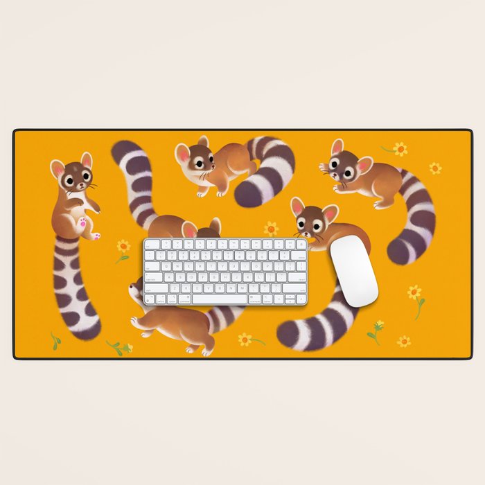 Ringtail - yellow Desk Mat Gallery Image 1