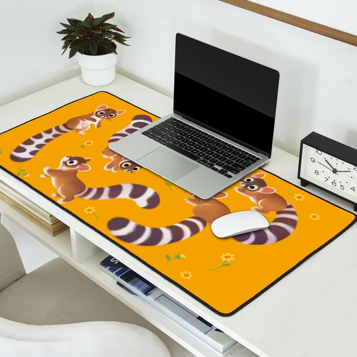 Ringtail - yellow Desk Mat Gallery Image 2