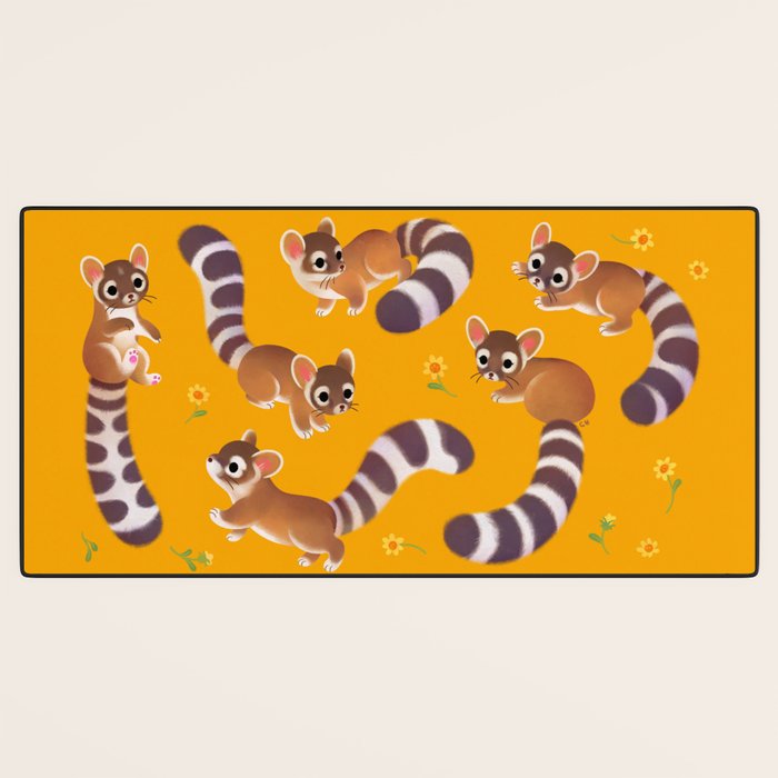 Ringtail - yellow Desk Mat Gallery Image 3