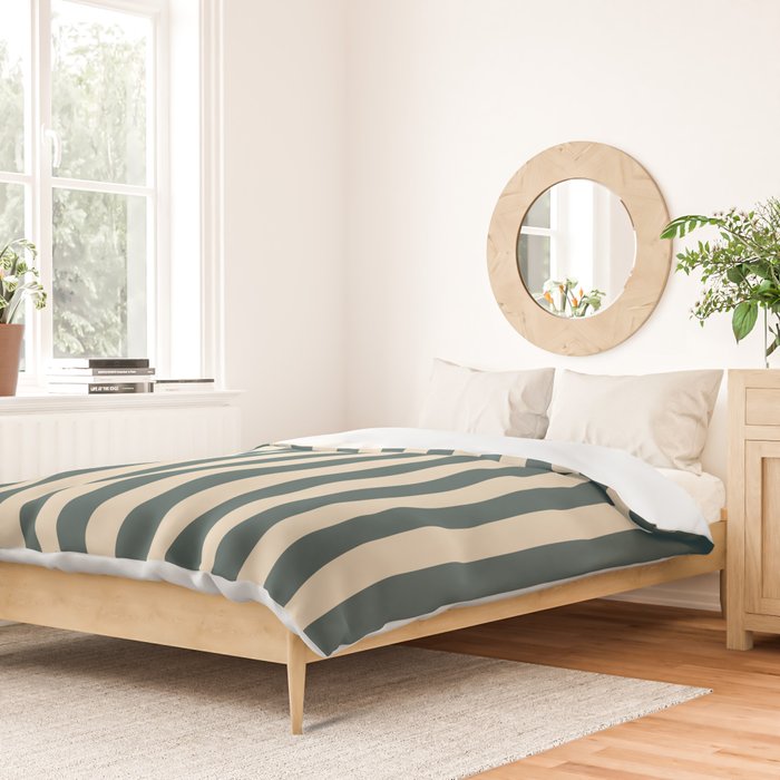 Green And Cream Vertical Stripes Duvet Cover Gallery Image 2